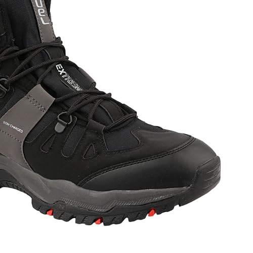 Image of FUEL Force Men's High-Ankle Boots | Rugged & Durable Synthetic Upper | Cushioned Footbed | EVA + Rubber Sole | Lace-Up Boots for Outdoor, Trekking, Hiking, Riding, Travel & Regular Use