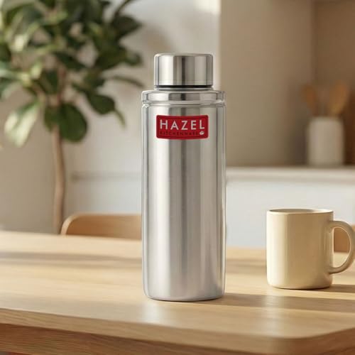 Image of HAZEL Stainless Steel Water Bottle, 700ml | Single Wall Fridge Bottle | Leak-Proof & Lightweight Metal Flask for Office, School, and Gym