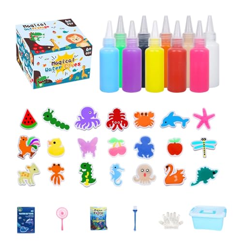 Kit de juguetes de gel de agua: 10 tubos de gel de colores, 12 moldes divertidos, juego de creación sensorial, actividad práctica educativa | Creador interactivo para niños a partir de 5 años Cumpleañ