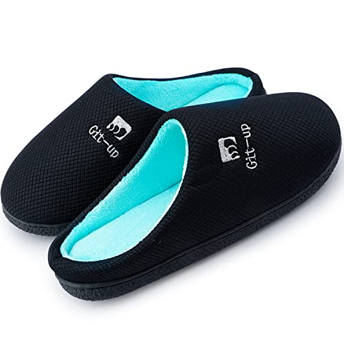 Git-up Espuma de Memoria Zapatillas de Estar por Casa para Hombre y Mujer Suave Cómodas Cálidas Amplio Ancho Pantuflas Interior Exterior Suela Antideslizante, 42/43 Azul Lago Cover