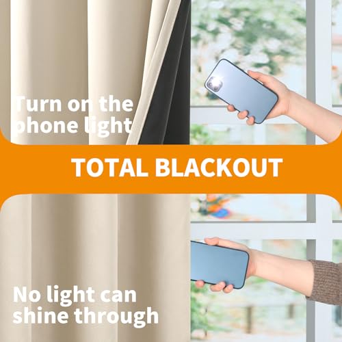 Image of YoungsTex 100% Blackout Curtains for Bedroom 38 X 63 Inch, Thermal Insulated Black Out Drapes with Grommet Heavy Layer for Living Room Window, Champagne, 2 Panels