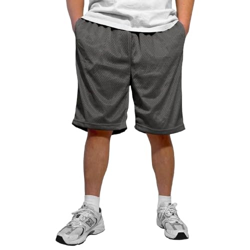 Mens Athletic Mesh Shorts with Drawstring 2 Pockets Lightweight Gym Workout Wear Basketball Shorts 8 Inseam