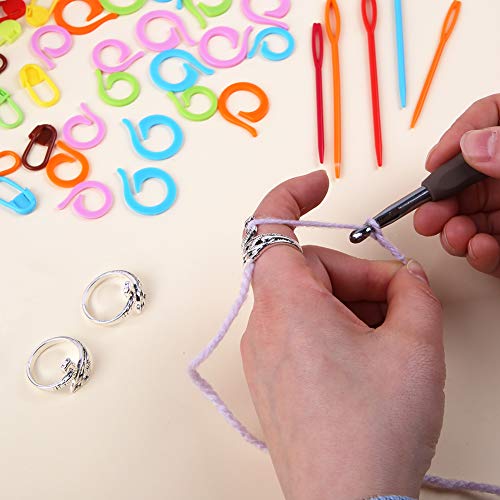 Locking Stitch Markers, 20 Pcs Large Stitch Marker Rings, Adjustable Knitting Loops, 3 Pcs Large Eye Plastic Sewing Needles For Weaving And Sewing Diy And Handmade Crafts #TOP4