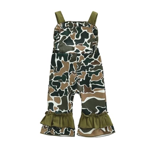 mlpeerw Toddler Baby Girl Clothes Infant Mallard Duck Romper Long Sleeve Camouflage Jumpsuit Overalls Cute Hunting Outfit (Camouflage Brown, 2-3 Years)