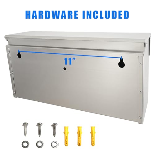 Image of Stainless Steel Wall-Mount Outdoor Mailbox with Rain Cover | Large-Capacity Mailbox for Homes, Apartments & Offices with Secure Front Access & Weather-Resistant Design, Silver