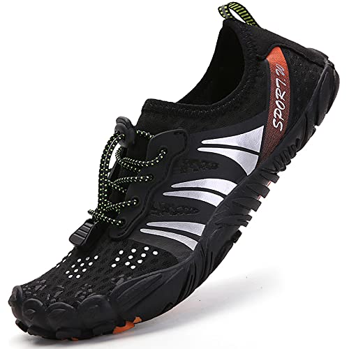 VTASQ Escarpines Hombre Zapatos de Agua para Buceo Snorkel Surf Acuáticos Calzado de Natación Verano Outdoor Secado Rápido Surf Calzado Natacion Surf en la Playa Zapatos Negro Plata 42