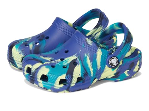 Crocs Unisex Classic Marbled Tie-Dye Clogs (Toddler) Navy/Turbo Teal 4 Medium