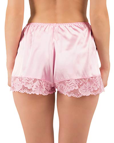 Satini Women's Lingerie Lace Briefs Panties French Knickers Satin Shorts (Baby Pink, M) #TOP2