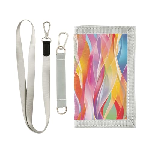 ALAZA Kids Wallets for Boys Girls Toddler Trifold Wallet Children Small Colorful Wavy with Zipper Coin Pocket