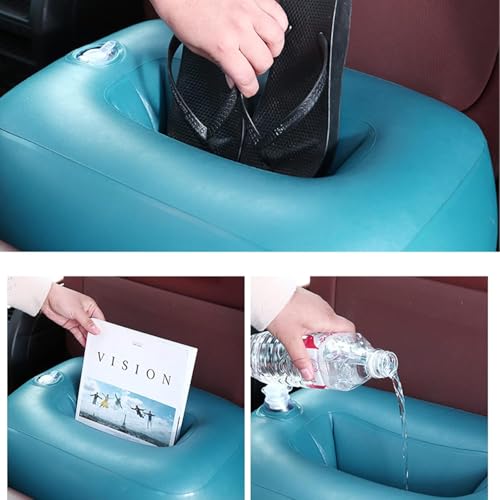 Image of Oshotto Big Size Thickend Travel Camping Inflatable Car Bed|Air Mattress with Pillow & Air Pump for Cars (Blue)