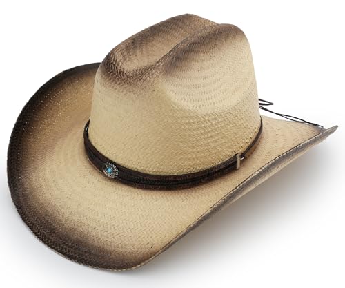 Image of Cowboy Hat for Women, Western Cowgirl Hat, Classic Straw Cattleman Cowboy Hat