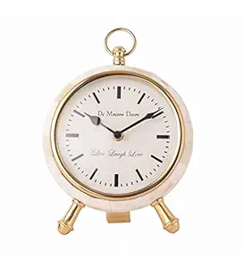 Decor de Maison Handcrafted Bone-Framed Table Clock (Gold Colour) Aesthetic Table Clock for Home Decor Office Desk Centre Table Living Room Bedroom (8 inches Height)