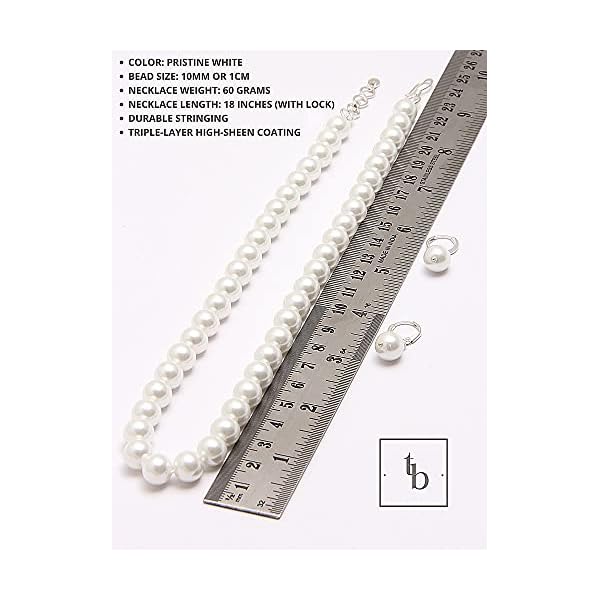 Taruna Biyani White Imitation Pearl 10mm Big Bead Size String Strand Necklace Mala Set for Women (PS117) - Image 6