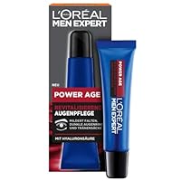 L’Oréal Men Expert Augencreme gegen Falten für Männer, Anti-Aging Augenpflege für müde und matte Haut, Herren Feuchtigkeitspflege mit Hyaluronsäure, Power Age, 1 x 15 ml