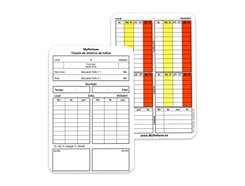 MyReferee Tarjeta de árbitros de fútbol 100 Piezas