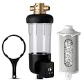 iSpring WSP100SL-ARJ Reusable Whole House Spin Down Sediment Water Filter, Includes Siliphos Helps Prevent Scale and Corrosion, Clear Housing, Upgraded Jumbo Size, With Touch-Screen Auto Flushing