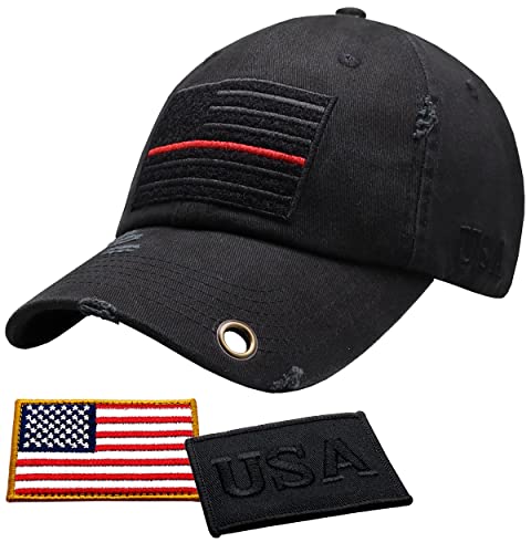 Image of Antourage American Flag Unisex Baseball Hat for Men and Women | USA Flag Mesh Snapback Flat Visor Cap + 2 Patriotic Patches