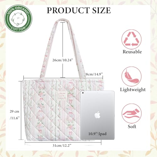 Image of Sunwel Fashion Top Zipper Floral Quilted Bag Small Tote Bag for Women