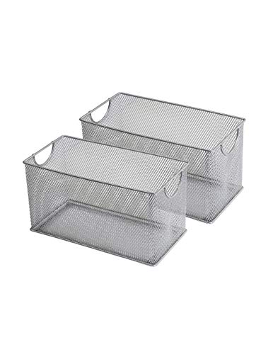 YBM HOME Household Wire Mesh Metal Steel Storage Basket Organizer, Open Bin Shelf Organizer for Kitchen, Cabinet, Pantry, Fruit and Vegetables (2-Pack, 10.75x5.5x6.5) 1134s-2