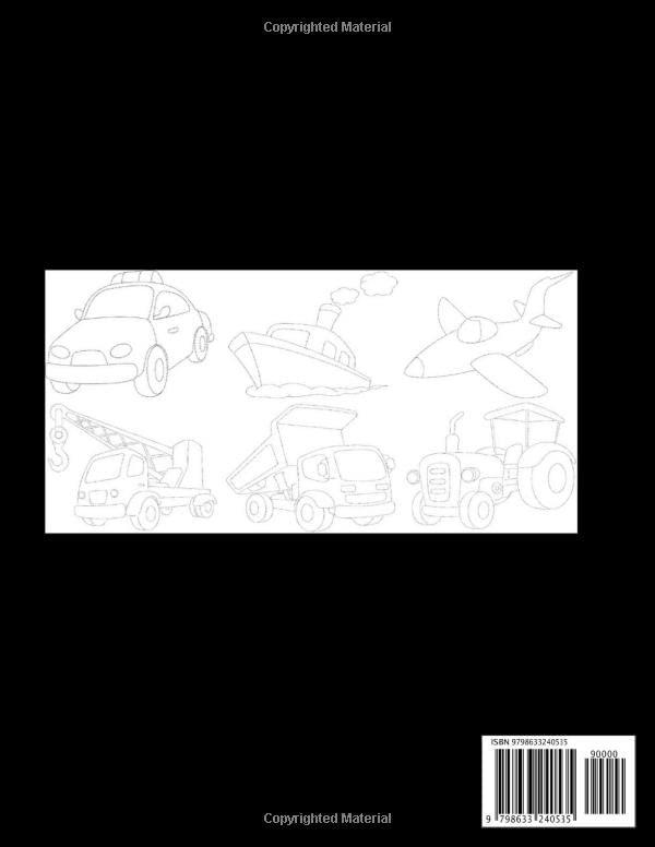 Tracing Images Activity Book: Easy Cool Tracing Pictures with Transportation and Construction Vehicles for Kids - Perfect Trace the Drawing and Color Funny Gift for Boys for Birthday Christmas Easter image 2