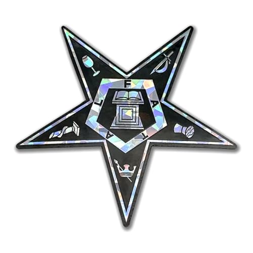 Image of Elektroplate Order of the Eastern Star Metallic Silver Reflective Decal Sticker (3.4 inch x 3.3 inch) | Premium Glossy All Weather for Car, Water Bottle, Laptop, Cooler, Phone & More | Made in the USA