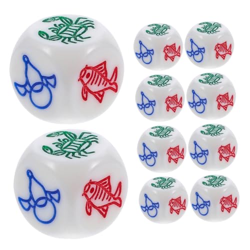 Gatuida 10pezzi Dadi in Abs Disegni Pesci Gamberetti Granchi Monete Zucche e Polli Per Giochi Asiatici Capodanno Lunare Halloween Riunioni e Feste Giochi Da Tavolo Ruolo