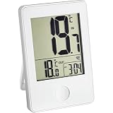 TFA Dostmann Pop Funk-Thermometer, Außen- oder Innentemperatur in Großformat, Anzeige der Uhr,L 60 x B 23 (50) x H 90 mm