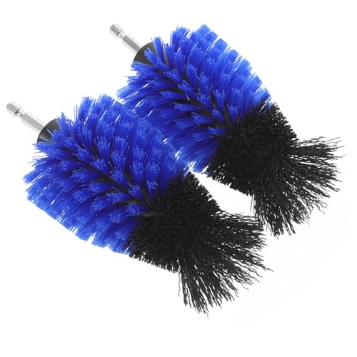 Ipetboom 2pcs Drill Brush Attachments 5-inch Cone Shape Cleaning Scrubber Drill Brush Set Blue Polishing Round Head for Power Tool Cleaning