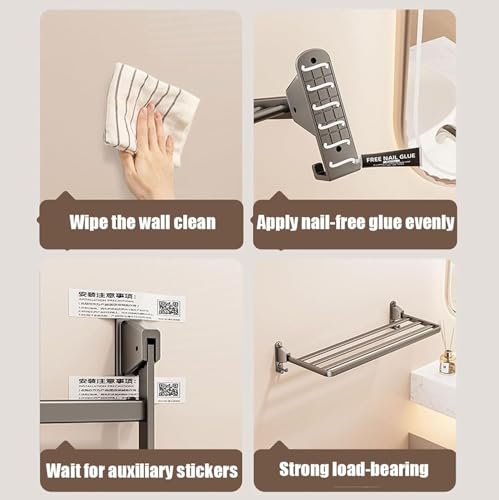 Porte-serviettes mural pliable Sto Solut de 60 cm pour optimiser l'espace - 5