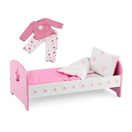Emily Rose 18 Inch Doll Bed Furniture Doll Bed with Star, Includes Reversible Doll Bedding and Matching Doll PJ Set! | Fits 18" American Girl and Journey Girl Dolls