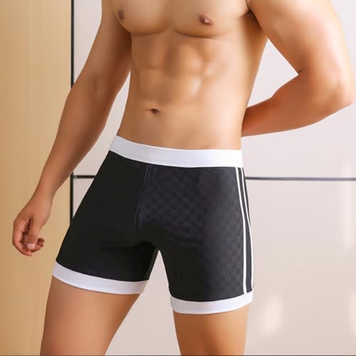 TAPUU Mens Satin Plaid Boxer Shorts Ice Silk Pajama Shorts4