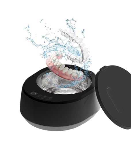 Nexvolix超音波入れ歯洗浄器 40W強力振動49000Hz 3段階タイマー設定 360度隙間洗浄 ジュエリー イヤリング 腕時計バンド 貴金属 指輪 義歯 ブレスラー洗浄・殺菌 汚れ除去 押すだけ簡単 49kHz/40W (ブラック)