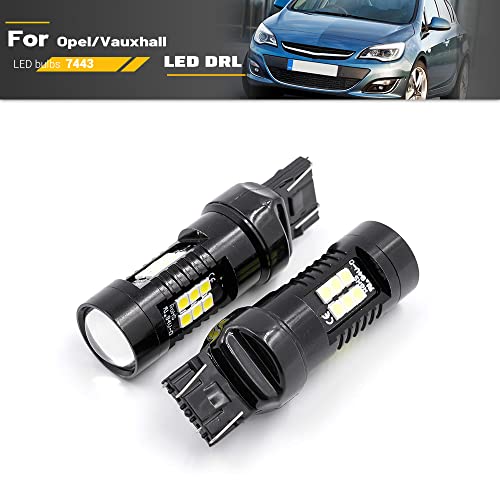 Nslumo Lot de 2 ampoules LED DRL T20 7443 W21/5 W pour Opel Opel Astra J 2009-2018 Blanc Xénon Canbus LED DLR City