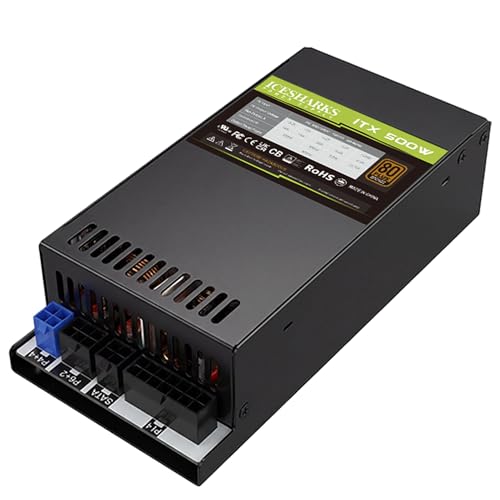 ICESHARKS 500w 80+ Bronze-Rated Fully Modular Power Supply mini ITX/Flex ATX / 1U Featuring Full-Range Active PFC90-264v mini Servers/NAS/HTPC/and Rack-Mounted PSU