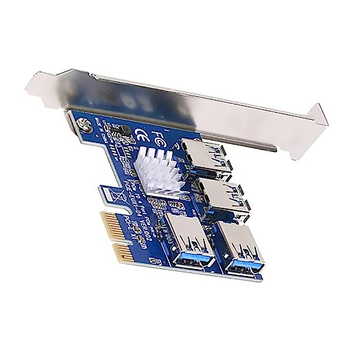 KONTONTY Pci-e Extender Card Pcie 1x to 4 Ports USB 3.0 Riser for Computer Accessories