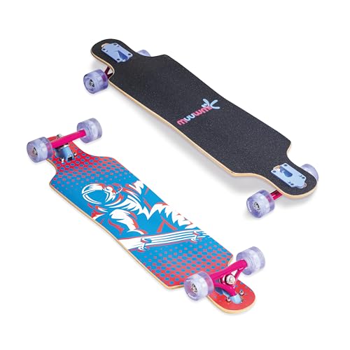 Muuwmi Longboard Compact Space - ABEC 7 Kugellager - mit LED-Leuchtrollen -...