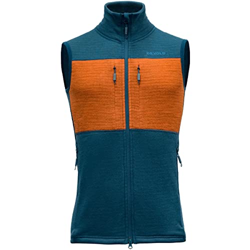 Devold Egga Grid Merino Vest chaleco de lana para hombre ideal como capa intermedia térmica