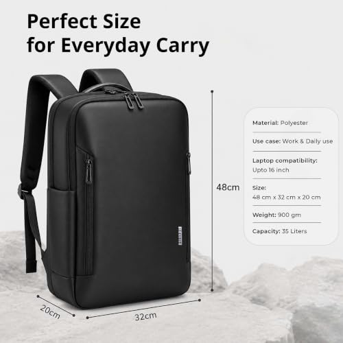 Image of LE KUEST Laptop Backpack | Unisex | Fits Laptop upto 16 Inch | Premium Water-Resistant Polyester | Built-in Trolley Strap | For office & Travel