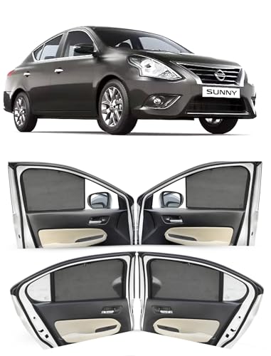 Image of Autofact Car Sunshades for Nissan Sunny, UV Protection, Useful Car Accessories, Custom fit Sun Shades for Side Windows, Set of 4