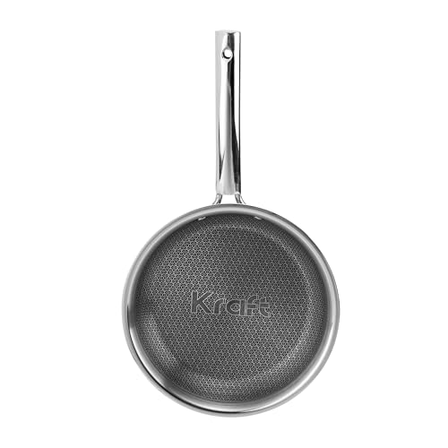 Image of Kraft Futuretec Pro Triply Stainless Steel Honeycomb Frying Pan 24 cm, 2.2 litres | Non Stick Fry Pan for Omelette | Stick-Resistant Hexa Design | Metal Spatula Safe | Induction & Gas Compatible