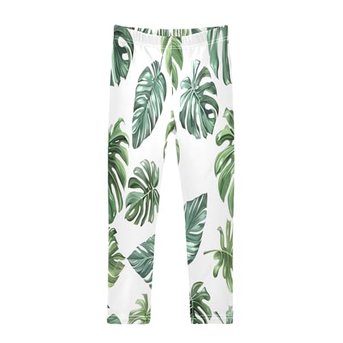 Bolaz Toddler Girls Leggings Printed Yoga Pants Leggings Rich Tropical Leaves for Kids