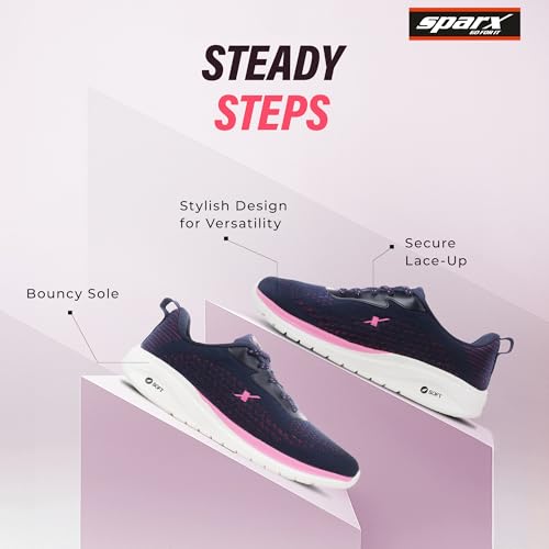 Image of SPARX Sports Running Shoes for Women - Lightweight Breathable Lace-Up Athletic Shoes with Cushioned Comfort, Shock Absorption, Durable Grip, Flexible Sole & Everyday Walking Performance
