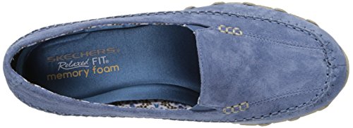 Image of Skechers Women's Bikers Pedestrian Memory Foam Slip-On Moccasin,6 M US,Blue Suede