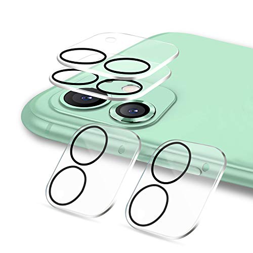 [4 Pack] [New Version] PECHE Camera Lens Protector for iPhone 11 [Updated Cameras Flash Circle] 9H Tempered Glass HD Clear for Apple iPhone 11 Camera Len Screen Protector [6.1'']