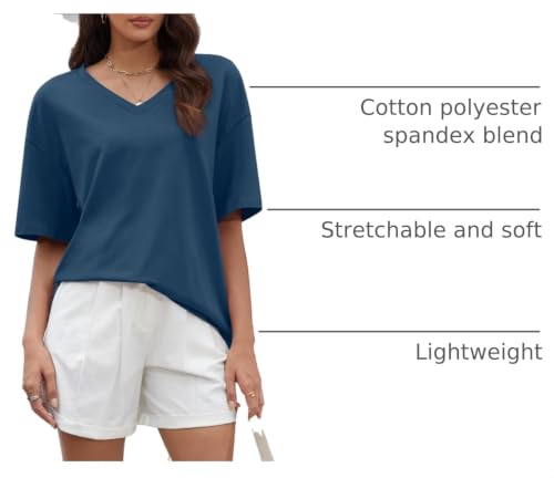 Image of ATHMILE Womens Oversized Shirts V Neck Plus Size Spring Workout Summer Tops Beach Vacation 2026 Gym Clothes Basic Tee