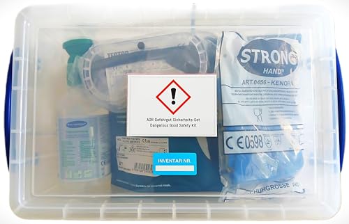 ADR - Kit di sicurezza per merce pericolosa con mezza maschera di emergenza, occhiali protettivi, guanti di protezione chimica, ecc.