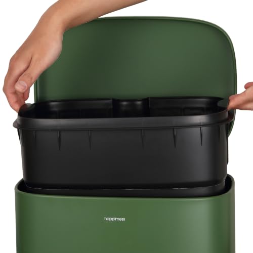 Image of happimess Curtis 8 Gal Step Trash Can Soft Close 25 inch, Pine Green