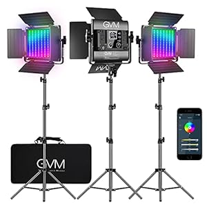 GVM LED Videoleuchte mit Stativ, 800D RGB Filmlicht Videolicht LED Dauerlicht mit APP-Steuerung, CRI97 3200K-5600K Fotografie LED licht für Studio YouTube Video Streaming Studiolicht Kamera Fotolicht