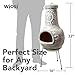 Wiosi Medium Chiminea Outdoor Fireplace Grey Clay Chimineas with Chimney Rain Lids and Solid Metal Stands - Grey Terracotta Chimenea - Rustic Fire Pit Chimnea 16 x 16 x 32-inch