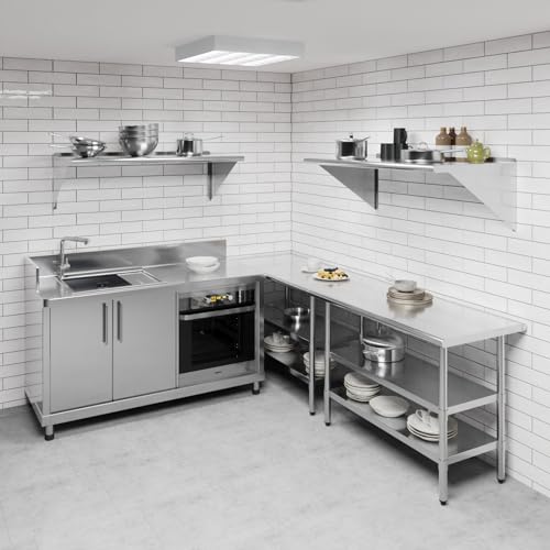 Image of AmGood 48 inch Long X 24 inch Deep Stainless Steel Wall Shelf | NSF Certified | Appliance & Equipment Metal Shelving | Kitchen, Restaurant, Garage, Laundry, Utility Room
